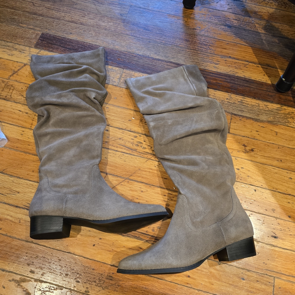 Taupe Suede Tall Boots